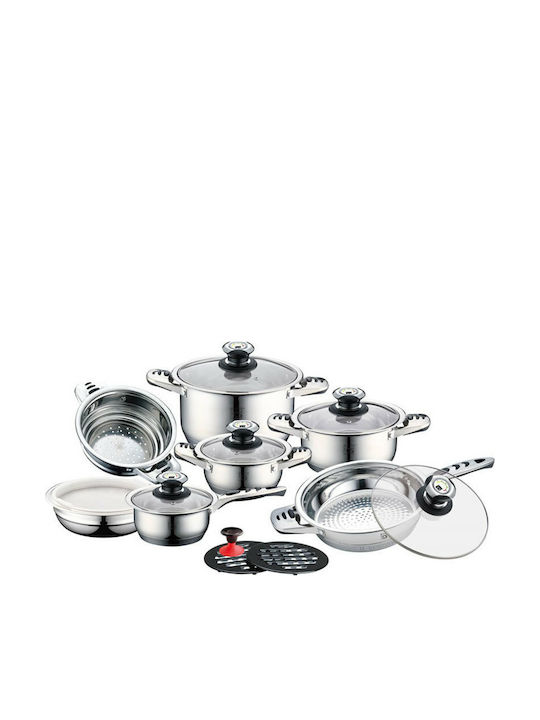 Carl Schmidt Sohn Aurich Cookware Set of Stainless Steel with No Coating Ασημί 16pcs