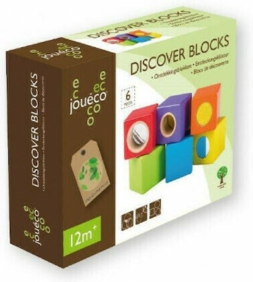 Joueco Shape Sorting Toy Discover Blocks 6 Pieces made of Wood for 12++ Months