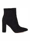 Moods Shoes 1717 Suede Women's Ankle Boots with High Heel Black