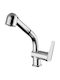 Ottone Meloda Kitchen Faucet Counter with Pull-Out Spray Silver