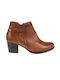 Ragazza Leather Women's Ankle Boots with Medium Heel Tabac Brown