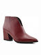 Paola Ferri 4676 Leather Women's Ankle Boots with Medium Heel Cherry Bordeaux D4676