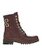 Leather Women's Ankle Boots Burgundy