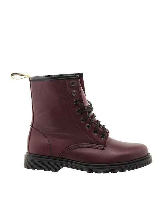 Leather Women's Ankle Boots Burgundy