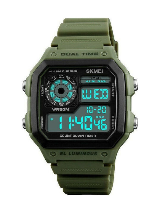 Skmei 1299 Digital Uhr Batterie mit Grün Kautschukarmband 1299 - Army Green