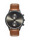 Le Dom Prime Watch Chronograph Battery with Brown Leather Strap