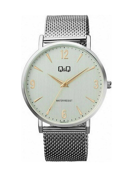 Q&Q Watch Battery with Silver Metal Bracelet QB40J214Y