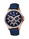 Q&Q Watch Battery with Blue Leather Strap AA32J102Y