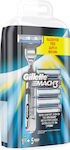 Gillette Mach3 Razor with 3 Blade Replacement Heads & Lubricating Tape 5pcs