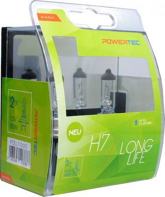 M-Tech Lămpi Autoturismului & Motocicletei Powertec Long Life H7 Halogen 12V 55W 2buc