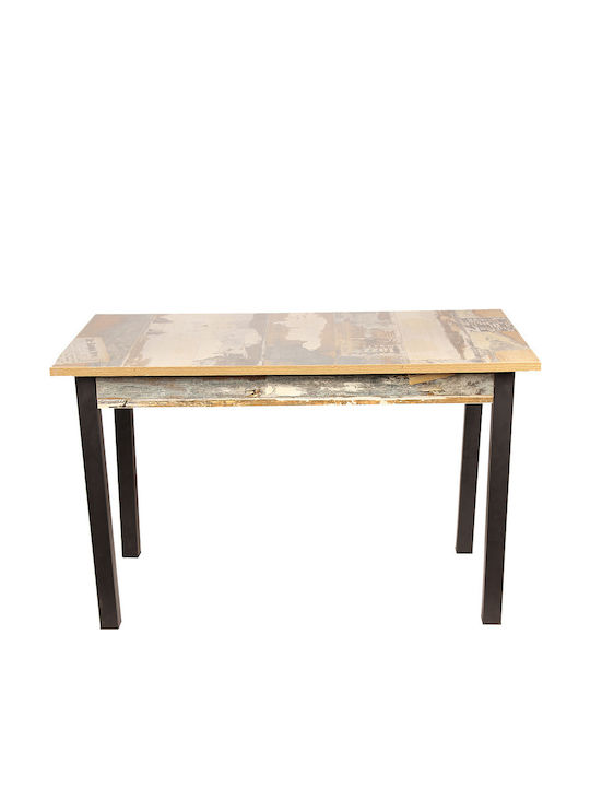 Table Kitchen Wooden with Metal Frame Natural 120x70x73cm