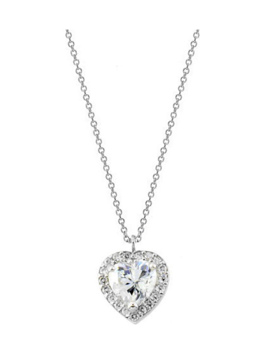 White gold heart necklace K14