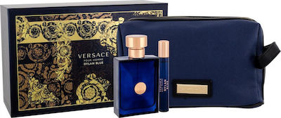 Versace Dylan Blue Eau de Toilette 100ml, 10ml & Pouch Men's Set with Eau de Toilette