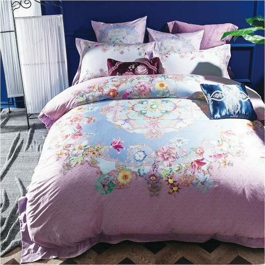 Fennel Bettbezug-Set Baumwolle Übergröße mit 2 Kissenbezügen 220x240 DC-300L-220240-005 Rosa
