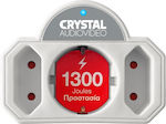 Crystal Audio CPW21-1300-70 T-förmiger Wandstecker mit Überspannungsschutz 3 Steckdosen Weiß