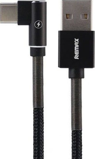 Remax Data RC-119a Angle (90°) / Braided USB 2.0 Cable USB-C male - USB-A Μαύρο 1m
