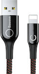 Baseus C-shaped Geflochten / LED USB-A zu Lightning Kabel Schwarz 1m (CALCD-01)