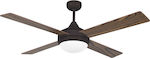 Faro Barcelona Icaria 33702 Ceiling Fan 132cm with Light and Remote Control Brown