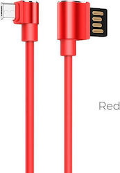 Hoco U37 Long Roam Winkel (90°) / Regulär USB 2.0 auf Micro-USB-Kabel Rot 1.2m (HC-U37-MICROUSB-RED) 1Stück