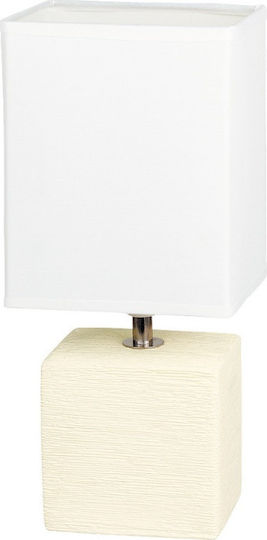 Rabalux Orlando Ceramic Table Lamp for Socket E14 with White Shade and Beige Base