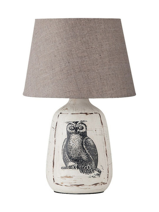 Rabalux Dora Ceramic Table Lamp for Socket E27 with Gray Shade and Beige Base