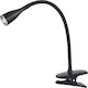 Rabalux Jeff LED Office Lamp with Flexible Arm and Clip in Black Color