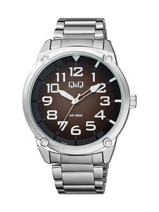 Q&Q Watch Battery with Silver Metal Bracelet QB10J205Y