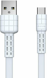 Remax Flat USB 2.0 Cable USB-C male - USB-A male Λευκό 1m (Armor)