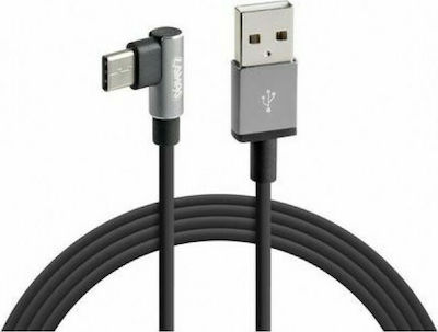 Lampa Angle (90°) / Regular USB 2.0 Cable USB-C male - USB-A male Black 1m (L3883.8)