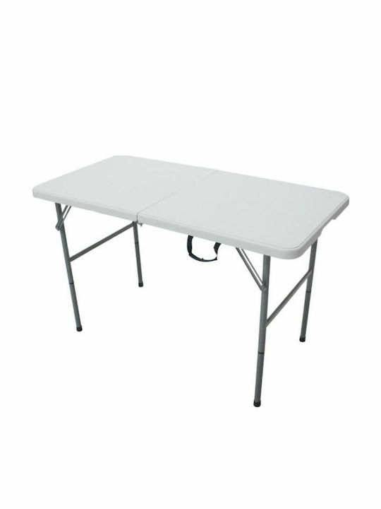 Milano 122 Outdoor Dinner Foldable Table with Plastic Surface and Metal Frame White 122x61x74cm