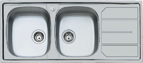 Foster Ένθετος Νεροχύτης Inox Σατινέ Μ116xΠ50cm Ασημί