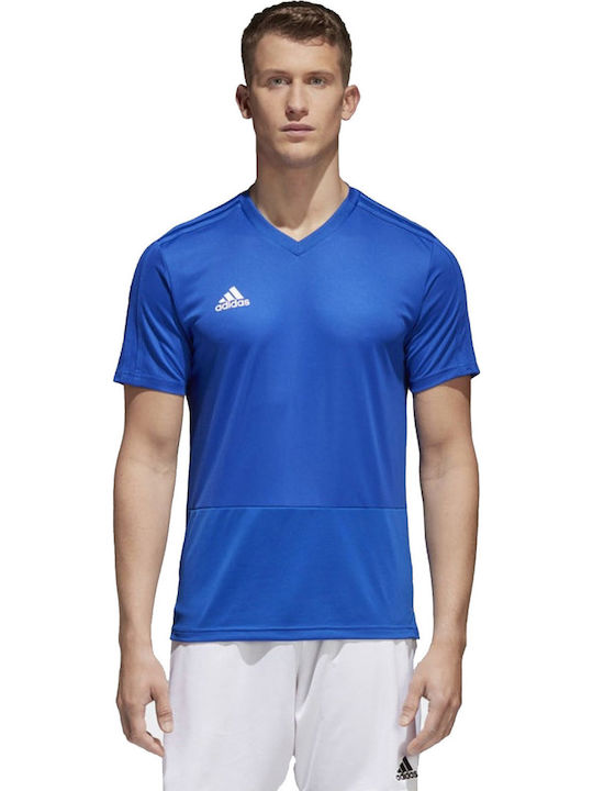 Adidas Condivo 18 Training Jersey Мъжко Спортно Тениска с Къс Ръкав с V-образно Деколте Син