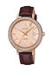 Casio Sheen Crystals Watch with Brown Leather Strap