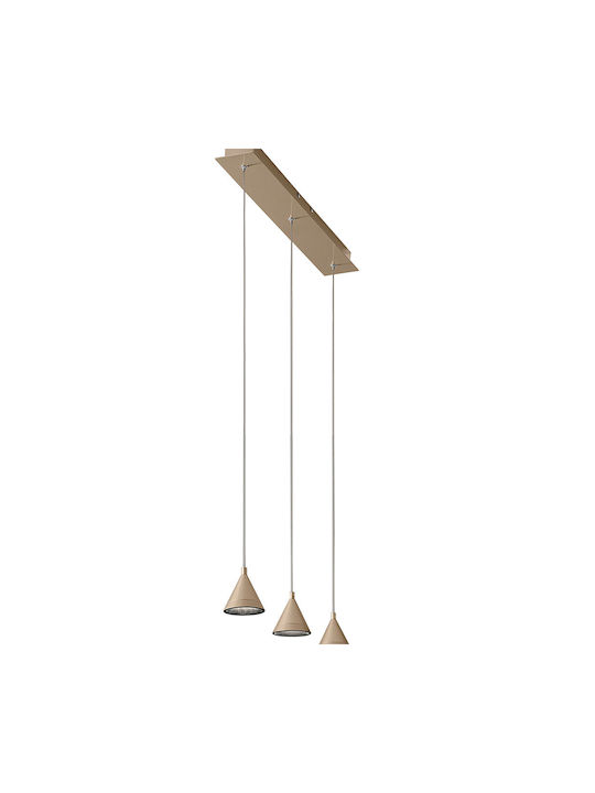 Fabas Luce Delta Pendant Light Three-Light Rail Gold