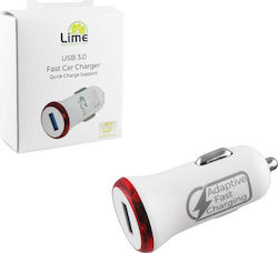 Lime Car Charger White Total Intensity 2.4A Fast Charging with a Port USB