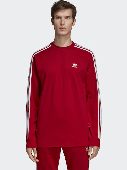 Adidas 3-Stripes Ανδρική Μπλούζα Μακρυμάνικη Κόκκινη