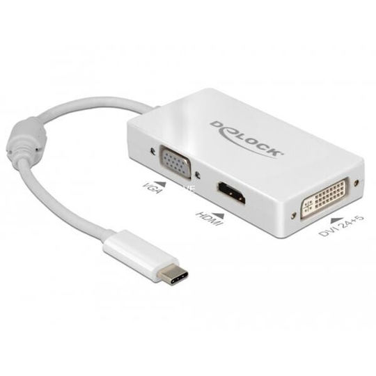 DeLock USB-C Docking Station με 4K PD Ethernet Λευκό (63924)