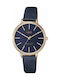 Q&Q Watch with Navy Blue Leather Strap