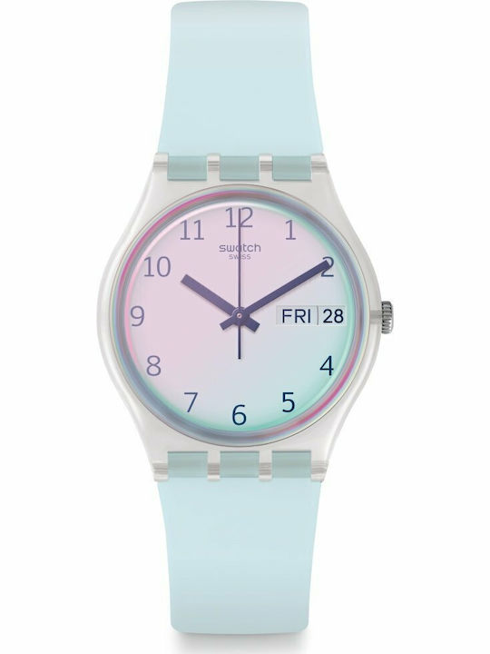 Women's Watch with Blue Rubber Strap