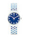 Swatch Paveblue Watch with Blue Rubber Strap