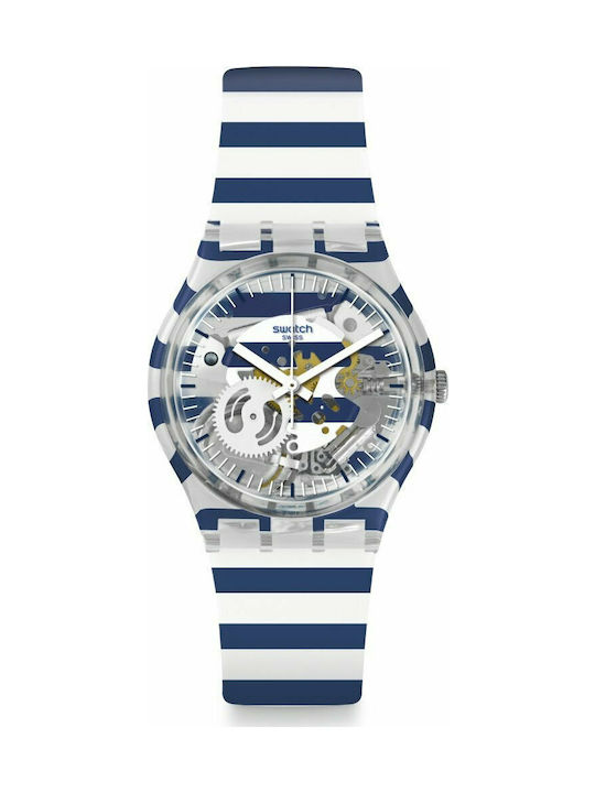 Swatch Just Paul Watch with Blue Rubber Strap