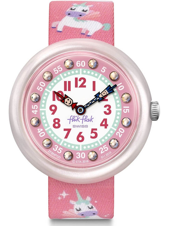 FlikFlak Kids Analog Watch Magical Dream with Fabric Strap Pink