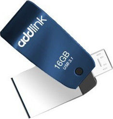 Addlink T55 16GB USB 2.0 Stick cu conexiune USB-A & micro USB-B Albastru