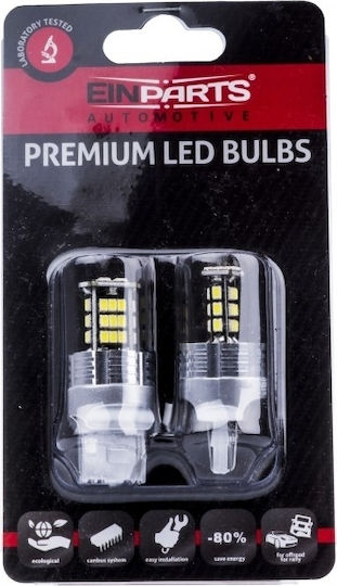 Einparts Λάμπες Αυτοκινήτου T20 Canbus LED 6000K Ψυχρό Λευκό 10-30V 21W 2τμχ
