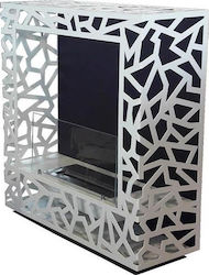 EcoHot Bio Cube 02 RC Boden Innen Bioethanol-Kamin Silber 80x30x94cm