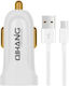 QIHANG CH-1760 & Micro Usb Cable Încărcător Auto 3A cu un Port: 1xUSB împreună cu Cablu Micro-USB Alb Culoare