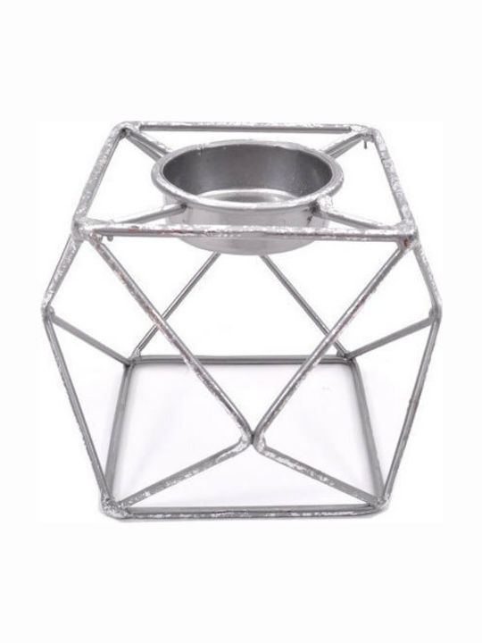 Fylliana Candle Holder suitable for Tealights in Silver Color 12x12x9.5cm