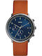 Fossil Chase Timer Ανδρικό Ρολόι 42mm Χρονογράφος Μπαταρίας με Καφέ Δερμάτινο Λουράκι