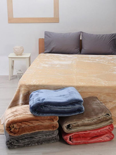 Sunshine Iris Velvet Blanket Single 160x220cm Coral 041-37-Coral