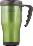 Escape 13177 Glass Thermos Stainless Steel Green with Mouthpiece and Handle 13177